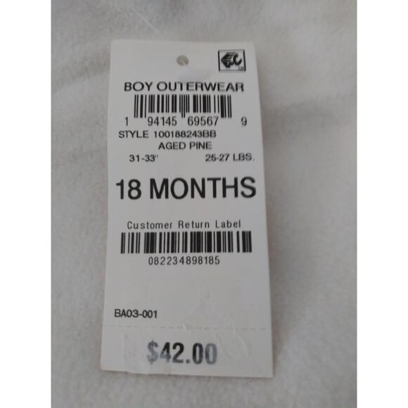 NWT First Impressions Baby Boy Hooded Fleece Lined Jacket Coat 18 Months - Picture 8 of 8